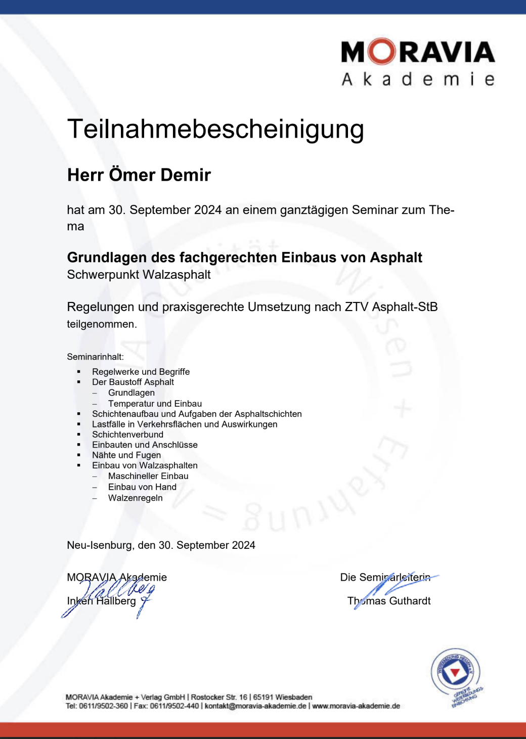 F&D GmbH Zertifikat 11
