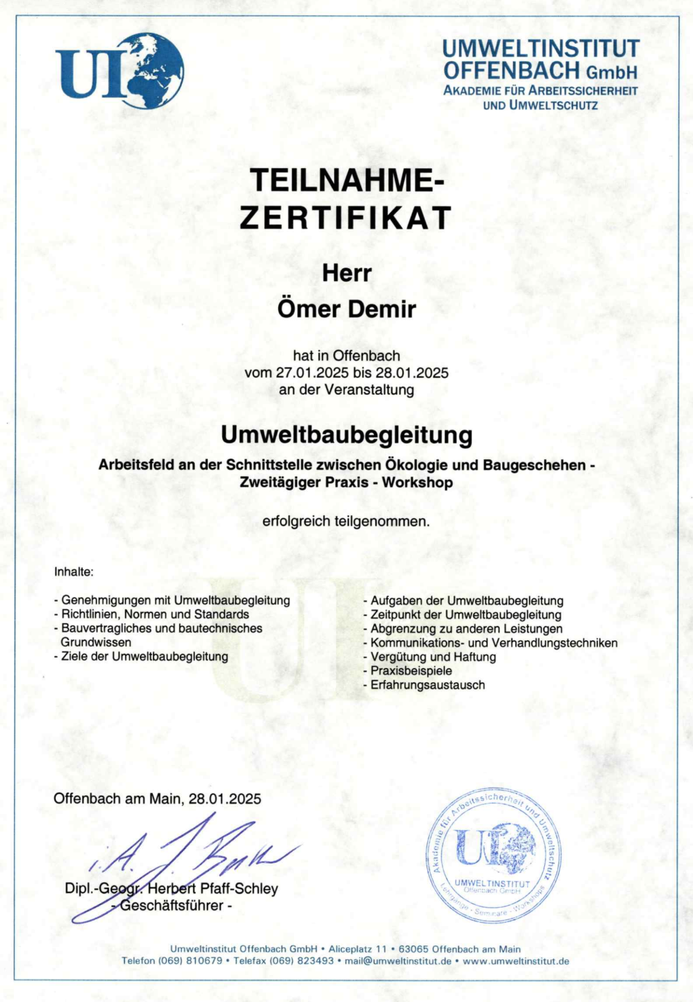 F&D GmbH Zertifikat 14