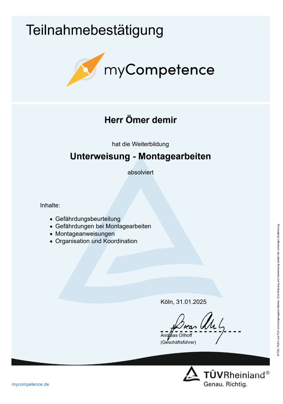 F&D GmbH Zertifikat 17